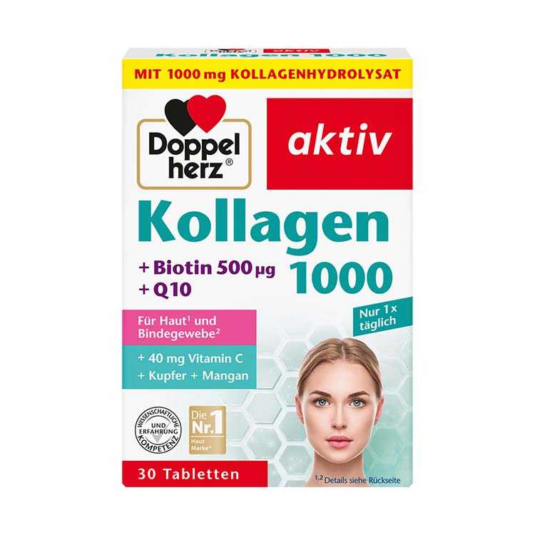 Doppelherz-Collagen-1000-Tab-1.jpg قرص ضد چروک و جوانساز کلاژن 1000 دوپل هرز - Image 1