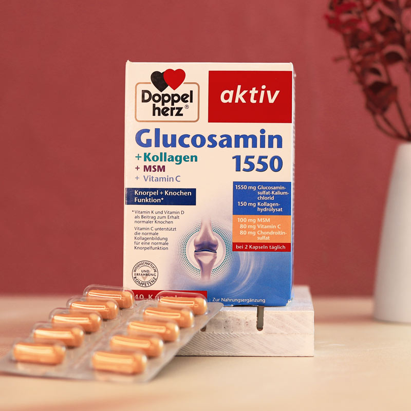 glucosamin-aktiv کپسول گلوکوزامین 1550 و کلاژن دوپل هرز 40 عدد - Image 1
